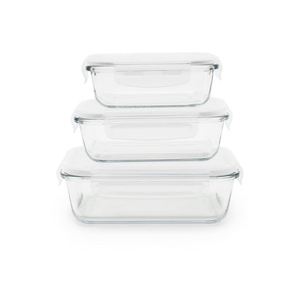 Boîte hermétique PEBBLY rectangulaire en verre lot de 3