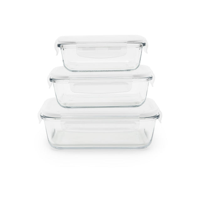 Boîte hermétique PEBBLY rectangulaire en verre lot de 3