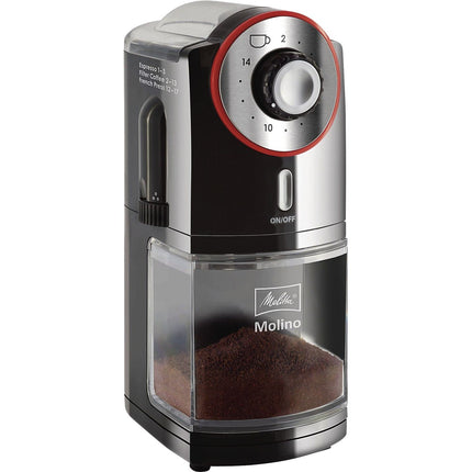 Moulin à café MELITTA MOLINO NOIR ET ROUGE INOX