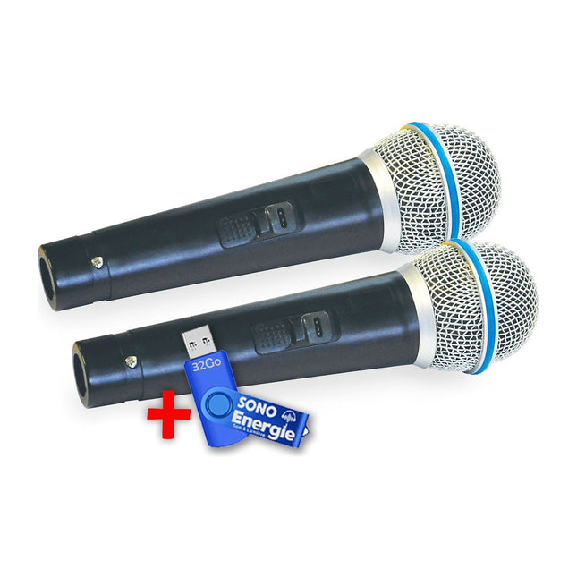 Micro NONAME Lot de 2 Microphones de karaoké dynamiqu