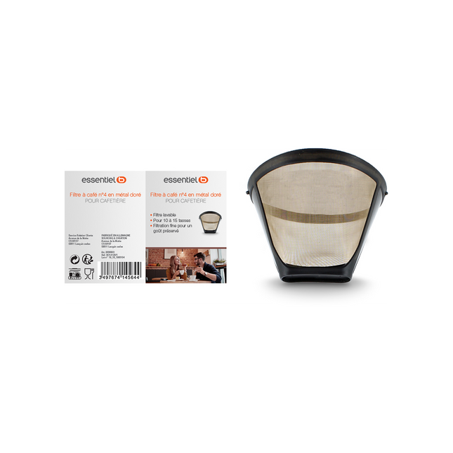 Filtre à café ESSENTIELB permanent métal doré T4