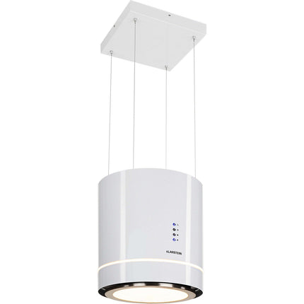 Hotte décorative îlot KLARSTEIN Tron Ambience îlot Ø 38cm 540m³/h blanc