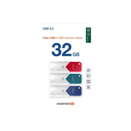 Clé USB ESSENTIELB Tripack x 3 32Go
