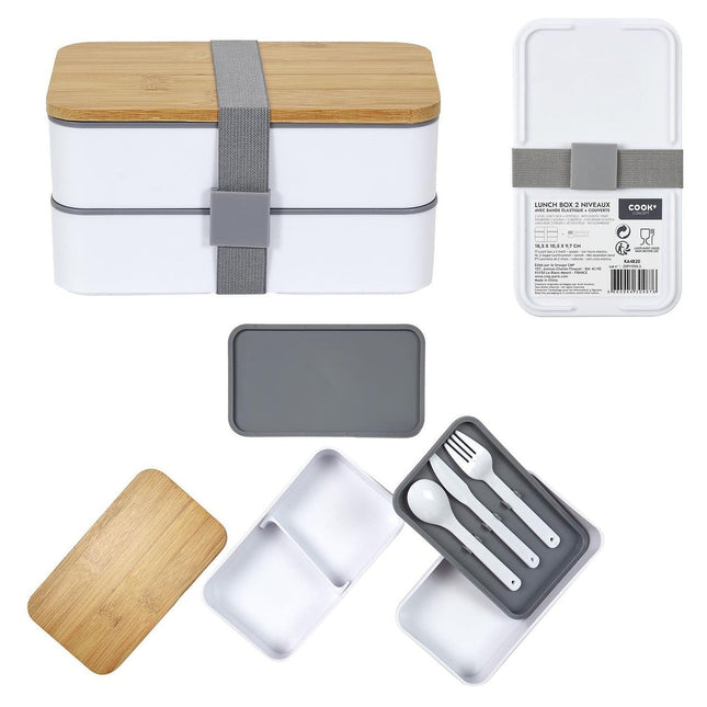 Lunch box COOK CONCEPT 2 niveaux avec bande élastique M12