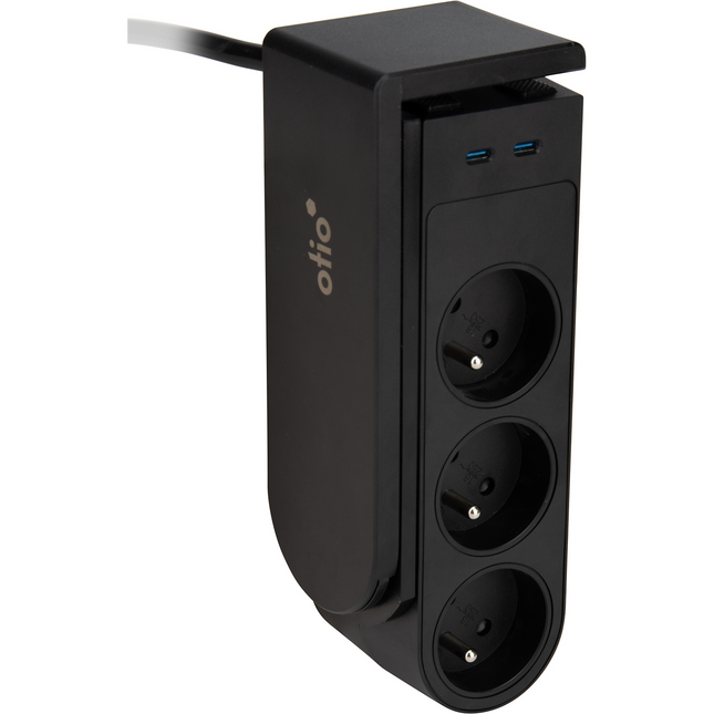 Multiprise OTIO Gekko XL clip 5 prises+2 USB-C 1.5m 20W