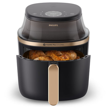 Airfryer PHILIPS NA352/00 Friteuse sans huile double panier Noir/Doré, Série 3000 9L (3+6L)