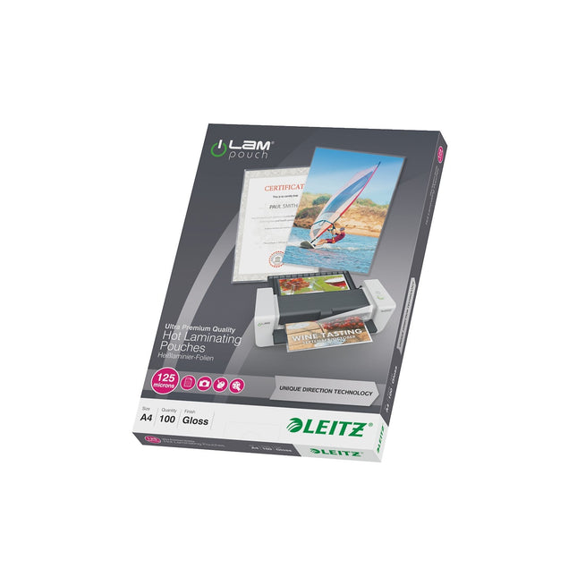 Consommable de bureau pour plastifieuse LEITZ Pochettes 125 UDT A4 boite de 100