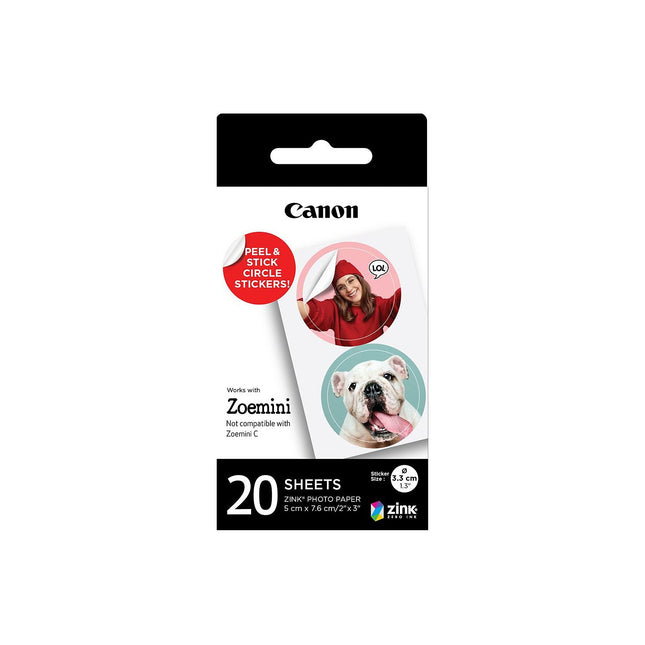 Papier photo instantané CANON rond zink pour Zoemini x 20