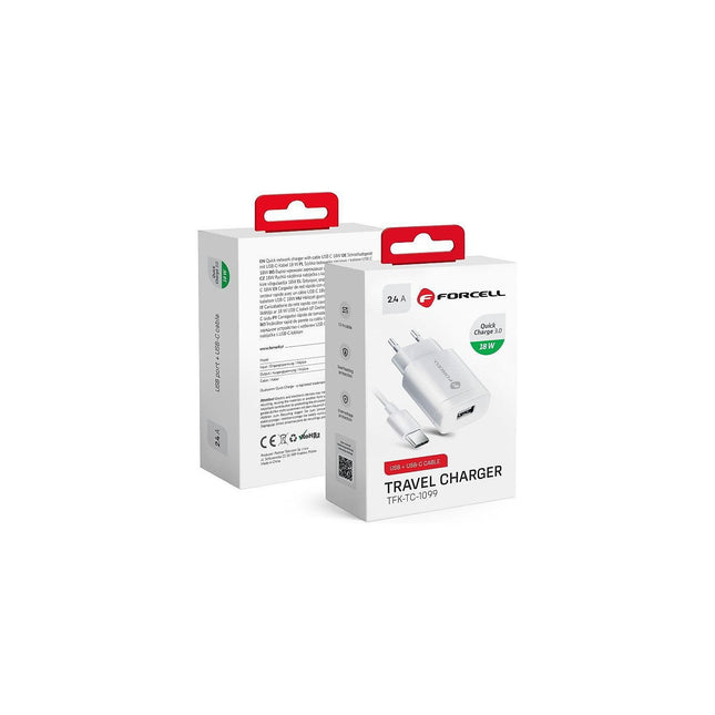 Chargeur secteur FORCELL USB type-C - 2,4A 18W Quick Charge 3.0