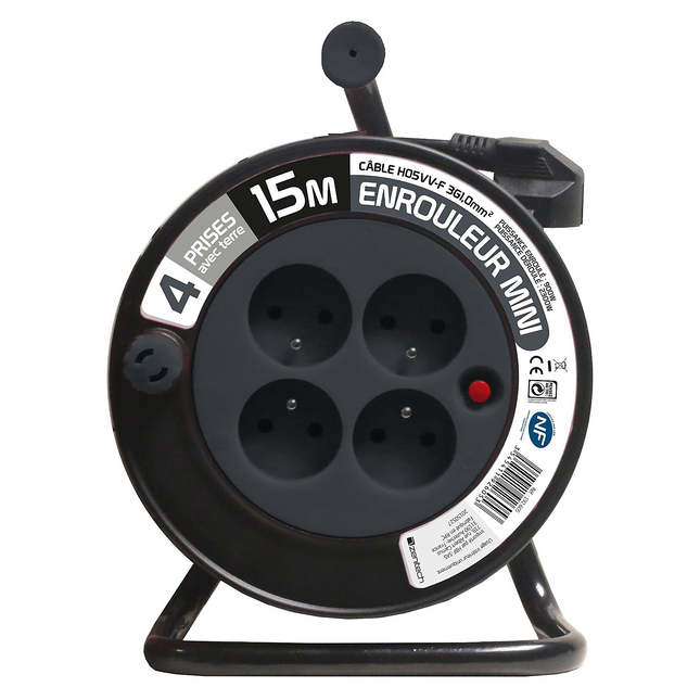 Rallonge ZENITECH Ménager 3G 1 mm² - GRIS 15 M