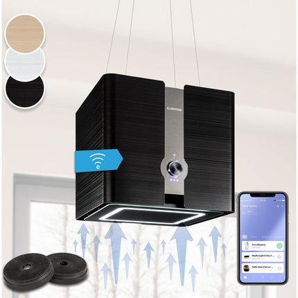 Hotte décorative îlot KLARSTEIN Futurelight îlot 420 m³/h LED Wifi inox