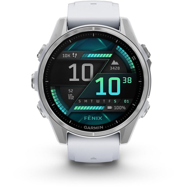 Montre sport GARMIN Fenix 8 Multisports GPS AMOLED IP6X BT Wi-Fi 43 mm Argent / Blanc