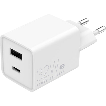 Chargeur ESSENTIELB 32W charge rapide USB-A / USB-C Blanc