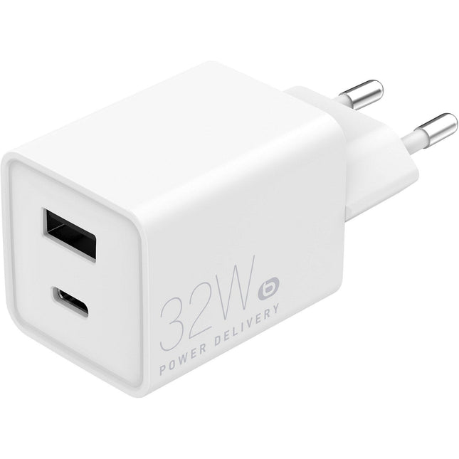 Chargeur ESSENTIELB 32W charge rapide USB-A / USB-C Blanc