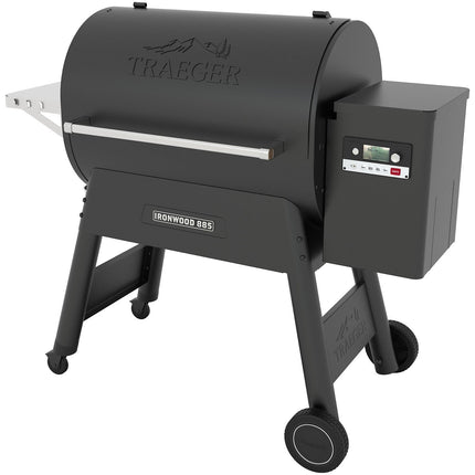 Barbecue pellet TRAEGER IRONWOOD 885 noir sur chariot, grille haute 76x26.5 cm, grille basse 76x48 cm