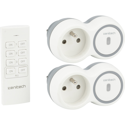 Multiprise ZENITECH 2 prises télécommandées 2300W + remote