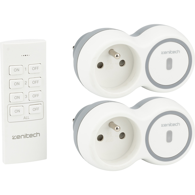 Multiprise ZENITECH 2 prises télécommandées 2300W + remote