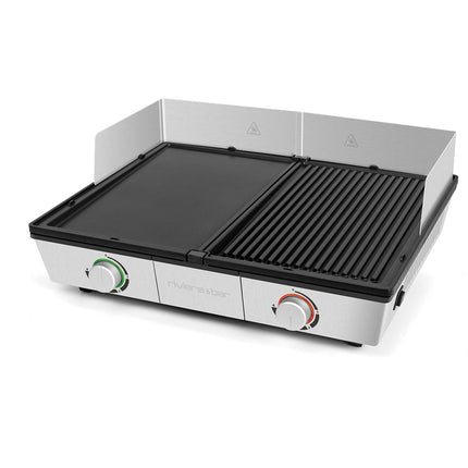 Plancha électrique RIVIERA ET BAR PRO QPL800 inox 2 brûleurs à poser, 48x38 cm