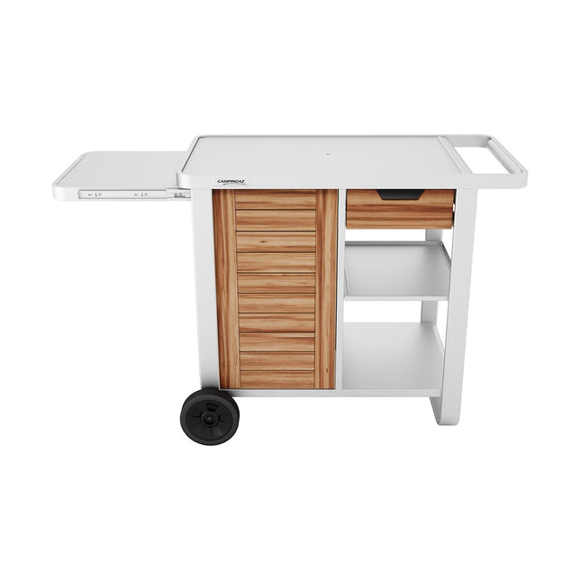 Chariot Plancha CAMPINGAZ WOODY DELUXE compatible plancha 2 et 3 brûleurs Blue Flame, Sorio et Master