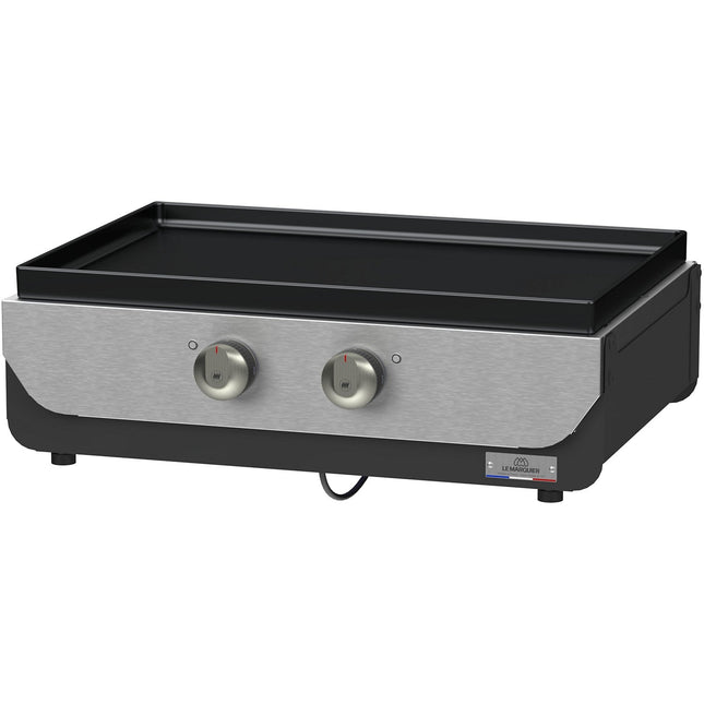 Plancha électrique LE MARQUIER PLOE260DP noir gris 2 brûleurs à poser, 60x40 cm