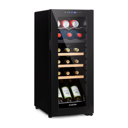 Cave à vin polyvalente KLARSTEIN Bovella 18 Duo+ 50L 18bt Verre