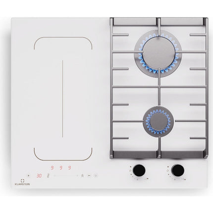 Plaque mixte induction gaz KLARSTEIN MultiChef 4 zones 2 feux gaz Flex blanc