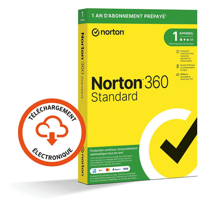 Logiciel antivirus et optimisation NORTON 360 Standard 10Go SE 1 poste