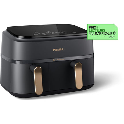 Airfryer PHILIPS NA352/00 Friteuse sans huile double panier Noir/Doré, Série 3000 9L (3+6L)