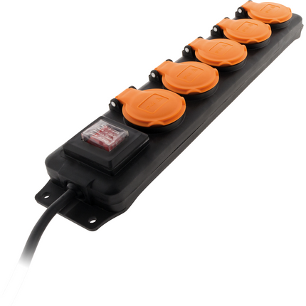 Multiprise ZENITECH 1.5m étanche 5 prises avec interrupteur