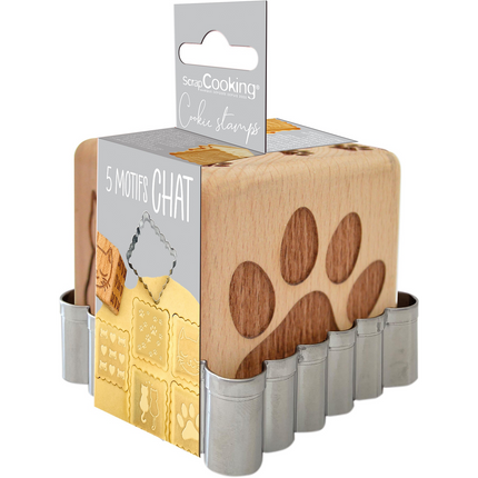 Set d'ustensiles de cuisine SCRAPCOOKING à biscuit forme chat + découpoir