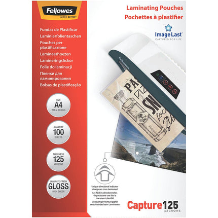 Consommable de bureau pour plastifieuse FELLOWES Pochettes A4 125mic x100