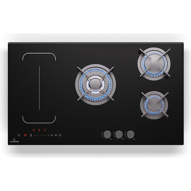 Plaque mixte induction gaz KLARSTEIN MultiChef 5 zones 3 feux gaz Flex noire
