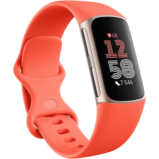 Bracelet connecté FITBIT Charge 6 champagne Gold et Corail