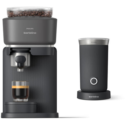 Machine à expresso PHILIPS Baristina BAR303/00 cafetière à grain Blanche + mousseur à Lait