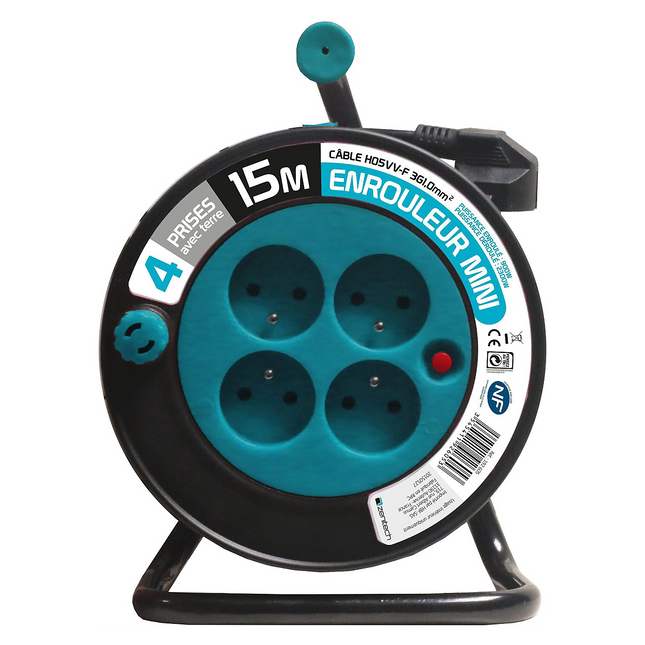 Rallonge ZENITECH Ménager 3G 1 mm² - BLEU 15 M
