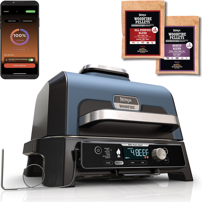 Barbecue électrique NINJA OG901EU Woodfire pro connect à poser, 44.5x26.5 cm Reconditionné