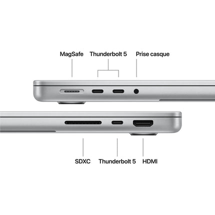 Ordinateur Apple MACBOOK Pro 14" Puce M5 Pro CPU 15 / GPU 16 coeurs Mémoire RAM 24Go Stockage 1To SSD XDR