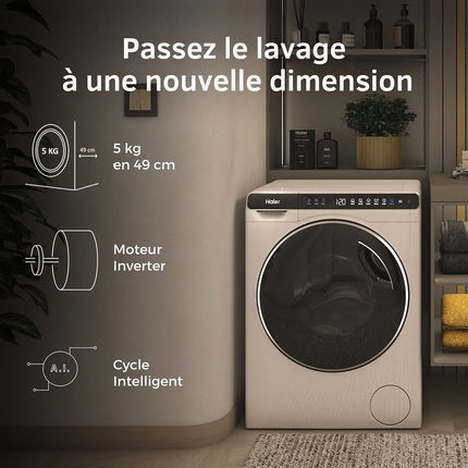 Lave linge compact HAIER HW50-BP12307U1-S