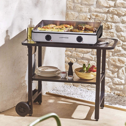 Plancha électrique LAGRANGE Pro 65L noir 2 brûleurs à poser, 65x40 cm + kit d'accessoires