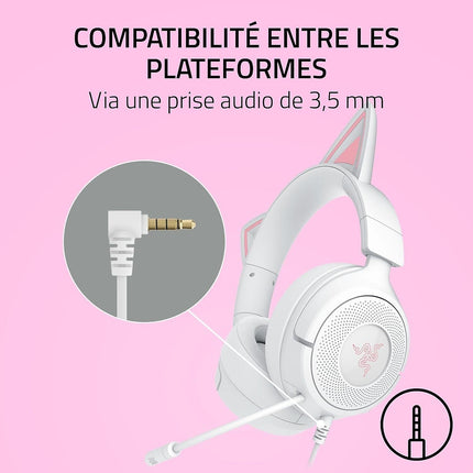 Casque gamer RAZER KRAKEN KITTY V3 X BLANC