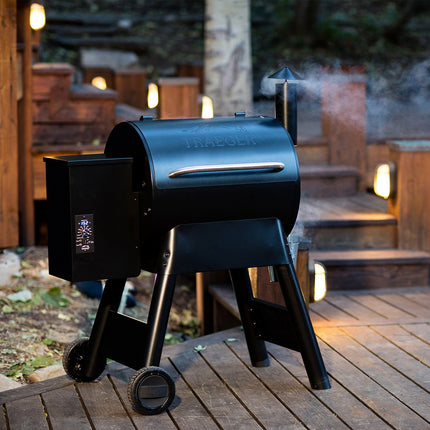 Barbecue pellet TRAEGER PRO22 noir sur chariot, grille haute 56x18 cm, grille basse 56x48 cm