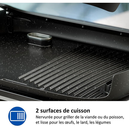 Plancha électrique PHILIPS HD6212/90 couvercle verre à poser, 50x25 cm