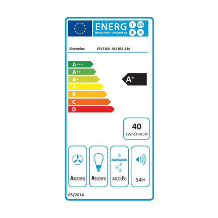 Hotte décorative murale inclinée ELECTROLUX EFV716K Breeze H2H