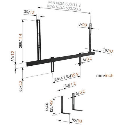 Support barre de son VOGEL'S mural universel barre de son SOUND3550