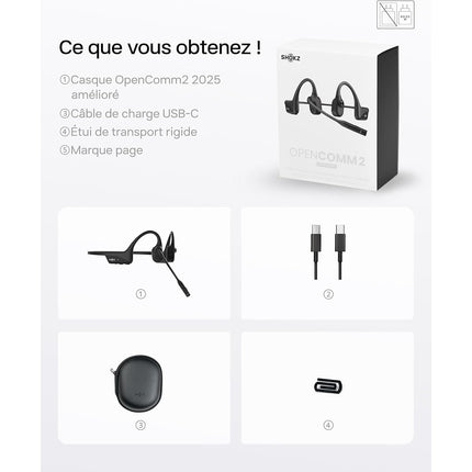 Micro-casque SHOKZ OpenComm2 - Noir