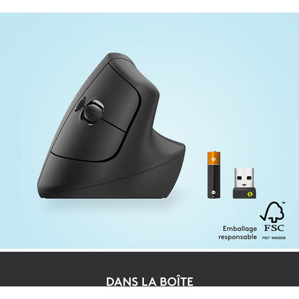Souris sans fil LOGITECH Lift Ergonomique Silencieuse Graphite