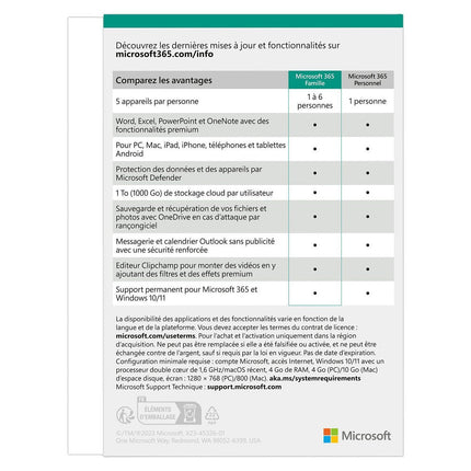 Logiciel de bureautique MICROSOFT M365 Famille avec IA Copilot