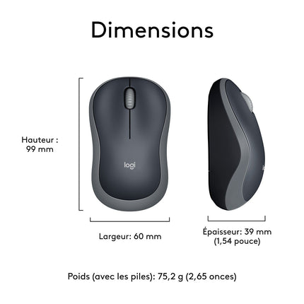 Souris sans fil LOGITECH M185 Swift Grey