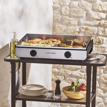 Plancha électrique LAGRANGE Pro 65L noir 2 brûleurs à poser, 65x40 cm + kit d'accessoires