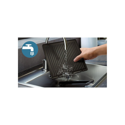 Grille-viande PHILIPS 7000 Series HD6307/70 noir sonde de cuisson, plaques amovibles, à poser, 29x26 cm